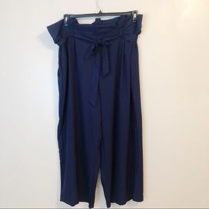 New Look: Navy Paper Bag Waist Pants